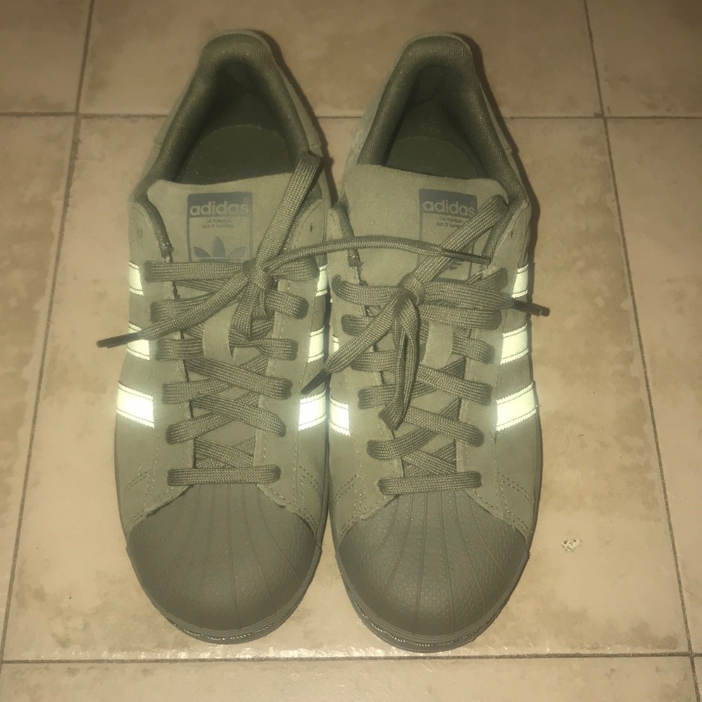 Adidias Superstar Sneakers - Green Suede